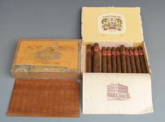 Two boxes of Partagas Havana Cuban 25 Petit Coronas cigars, one an unopened box of 25 the other
