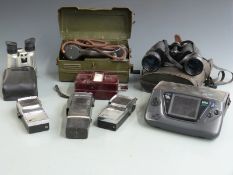 Vintage telephones/ Walkie Talkies including Pye pocket phone, binoculars, military field telephone,