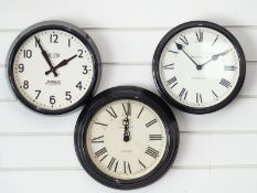 Three Jones wall clocks with 25cm dials