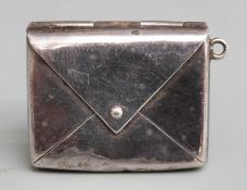 Edward VII hallmarked silver novelty stamp case formed as an envelope, Birmingham 1903 maker's