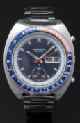 Seiko 'Pogue' gentleman's automatic chronograph wristwatch ref. 6139-6002 with blue dial, blue and