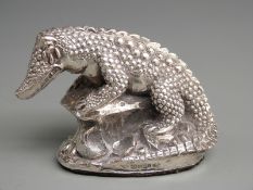 Modern hallmarked silver novelty model of a crocodile or alligator, London 1997 maker's mark FXS,