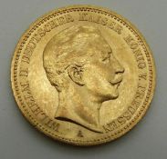 1893 gold German 20 Mark coin