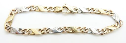 A 9ct gold tri-coloured gold bracelet, 10.6g