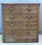 Victorian mahogany chest of two over three graduated drawers, W105 x D50 x H112cm