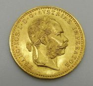 1915 gold Austrian one Ducat coin