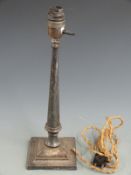 Silver plated table lamp, height 34cm