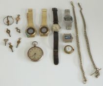 Seven various wrist and pocket watches including Rotary, Buler jump hour, OMAC LED quartz etc