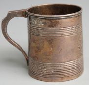 Georgian hallmarked silver tankard of tapering form, London 1795 maker's mark indistinct, height 6.