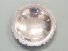 Retro hallmarked silver pin dish or shallow bowl with shaped edge, London 1971, maker's mark CMW,