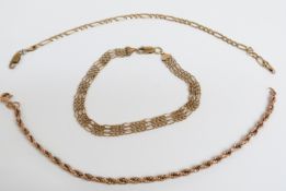 Three 9ct gold bracelets, 11g