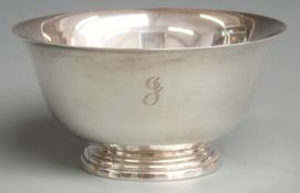 American Fina white metal bowl with flared rim, marked to underside Sterling by Fina 874, diameter