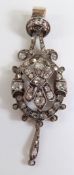 Georgian/Victorian pendant set with rose cut and old cut diamonds, 4.5cm long