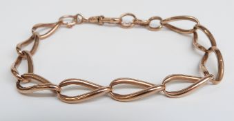 A 9ct rose gold bracelet made from a Victorian fob chain 16.4g