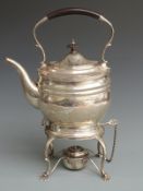 George V hallmarked silver spirit kettle on stand, London 1912 maker D & J Wellby Ltd, height