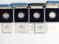 Royal Mint silver proof one pound coins comprising piedfort 1986, 1994 and 1996 examples together