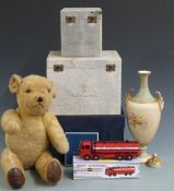 Moorcroft and Royal Crown Derby empty boxes, Royal Worcester vase and lid, Dinky toy reproduction