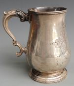 Victorian hallmarked silver baluster tankard, Exeter 1872 maker Josiah Williams & Co, height 14.