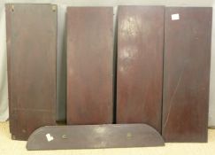 19thC mahogany table top, possibly a campaign table, comprising seven leaves, W47 x H138cm and two