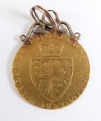 A 1787 gold Guinea on a pendant mount, 9.1g
