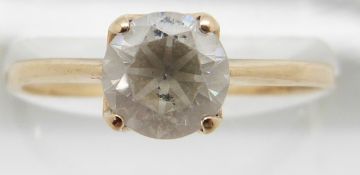 A 9ct gold ring set with a cubic zirconia solitaire