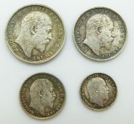 Edward VII Maundy coin set 1903, in small leather purse