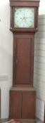 19thC oak long case clock, Rich'd Waycott to painted Arabic dial, with date aperture and secondary