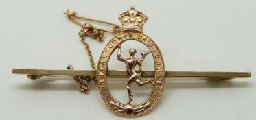 A 9ct gold Royal Corps of Signals brooch, 3.6g