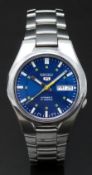 Seiko 5 gentleman's automatic wristwatch ref. 7S26-02F0 with day and date aperture, luminous hands