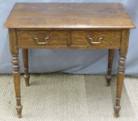 19th/20thC oak two drawer hall table W80 x D51 x H71cm