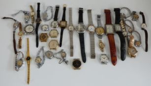 Thirty-four various ladies and gentleman's wristwatches including Oris, Roamer, Bulova, Newmark