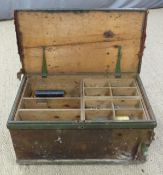 Victorian pine fitted tool chest and contents, including vintage woodworking tools