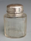 German white metal lidded cut glass dressing table or pickle pot, the lid having German 800 grade