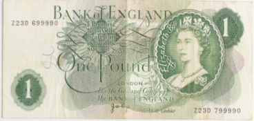 £1 note with mismatched serial number with letter from the Bank of England