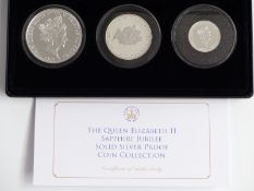 Jubilee Mint silver proof three coin set Queen Elizabeth II Sapphire Jubilee