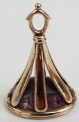 Victorian yellow metal fob set with an amethyst seal