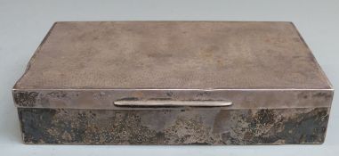George IV hallmarked silver cigarette box with engine turned lid, Birmingham 1938, maker's mark