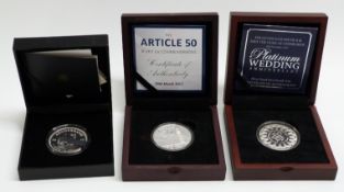 Three 2017 silver proof 1oz coins 