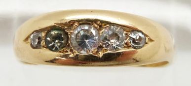 Victorian 18ct gold ring set with diamonds and paste, 4.1g, size R