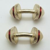 Pair of silver and enamel cufflinks