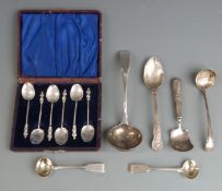Quantity of Georgian and later hallmarked silver cutlery including William IV caddy spoon, London