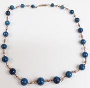 Victorian necklace set with sodalite and gold spheres, 24cm drop