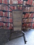 Industrial/haberdashery/shopfitting steel and oak hanging rail, W75 x D80 x H135cm