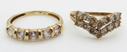 Two 14ct gold rings set with cubic zirconia, 5.6g