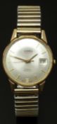 Roamer Premier 9ct gold gentleman's wristwatch with date aperture, gold hands and hour markers,