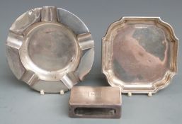 George VI hallmarked silver pin dish, London 1937 width 10cm together with a hallmarked silver