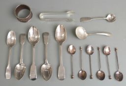 Twelve various 19th century and later hallmaked silver spoons including a set of six thistle