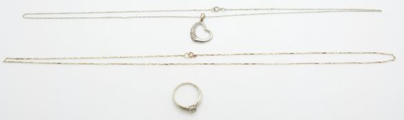 A 9ct gold ring, a 9ct gold necklace and a 9ct gold pendant and chain, 4.4g