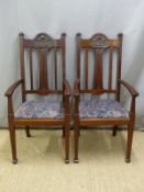 Two Art Nouveau elbow chairs, height 120cm