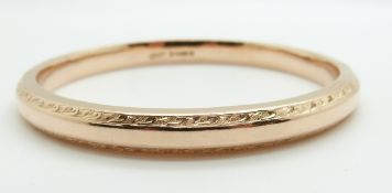 A 9ct rose gold flapper bangle, Chester 1911, 12g, 6.7cm
